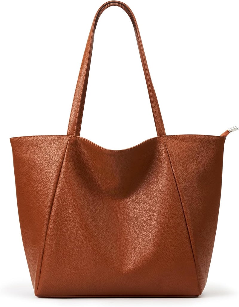 KALIDI Large Tote Bag Vegan Leather Casual Zipper Work Bag Weekender Hobo for Women 23L Oversize Shoulder Travel Purse - Image 1